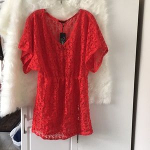 Red bathing suit cover up